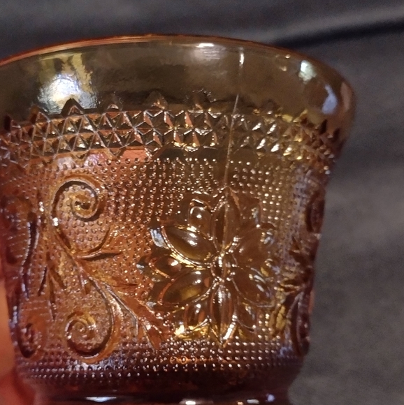 EUC Vtg. Amber Sandwich/Snack Plate and Cup, Pressed Glass - Picture 4 of 13